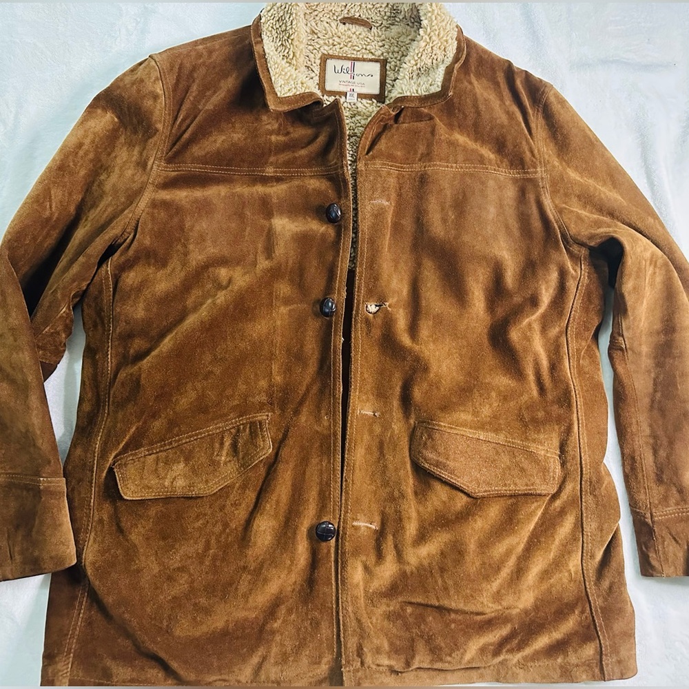 Wilson’s Leather Brown Suede Shearling Jacket | Rancher / Field Coat | XXL